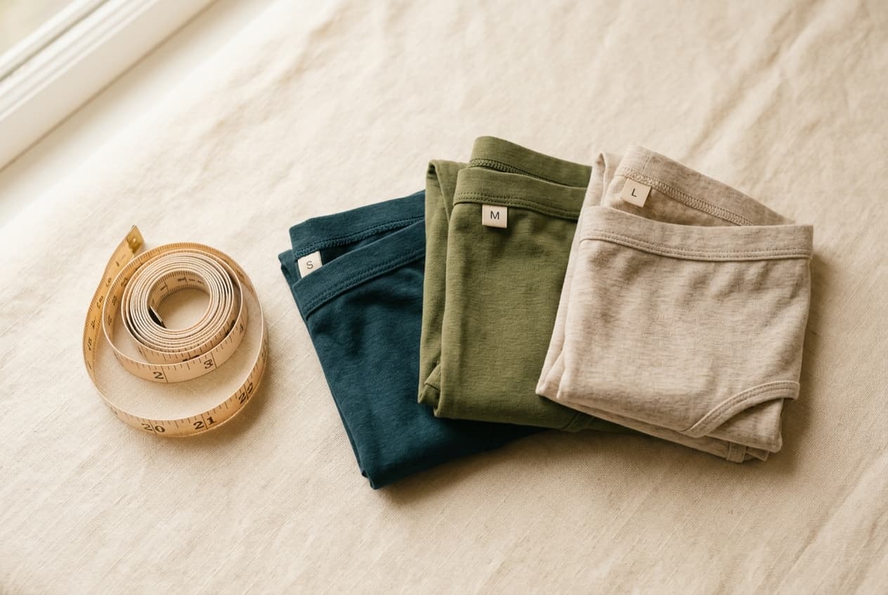 Measuring tape and underwear sizing guide